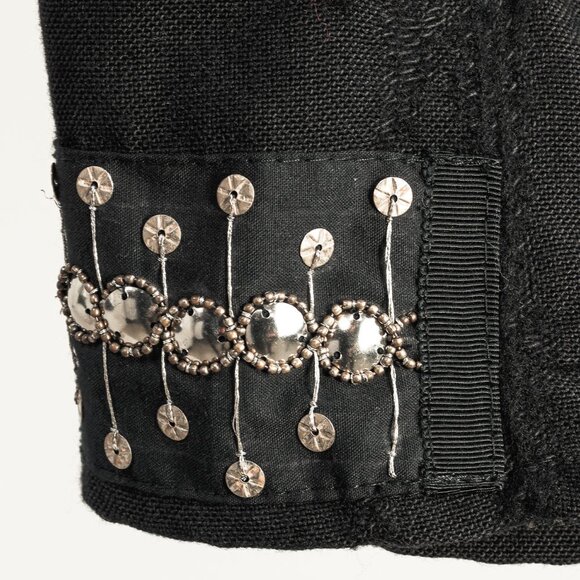 Caty Lesca Black Textured Wool & Cotton Metal-Accent Jacket - Picture 8 of 12